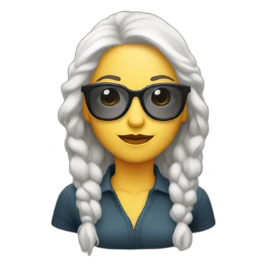 Mujer blanca pelo largo con lentes cara rendonda sticker