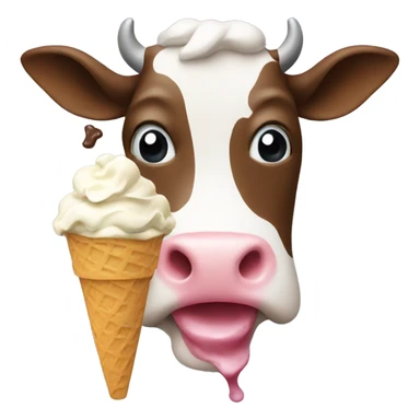 Cow eating ice cream sticker