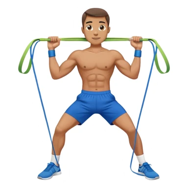 fit man with blue shorts resistance bands exercises sticker