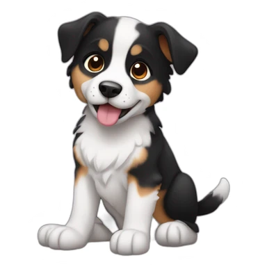 black, white and fire puppy american sheperd sticker