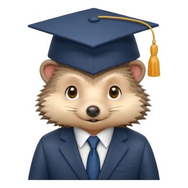 A hedgehog student dressed in a suit and wearing a square academic cap. sticker