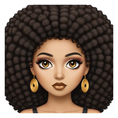 baddie,pretty makeup, black eyeliner, afro hair sticker