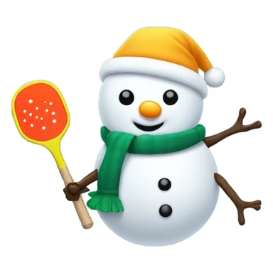 Snowman with pickleball paddle sticker
