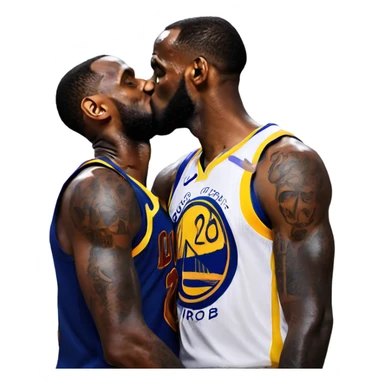 LeBron kissing curry sticker
