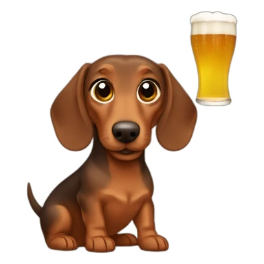 Brown dachshund drinking beer sticker