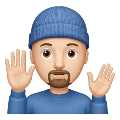 White bald with goatee hand raised knit cap sticker