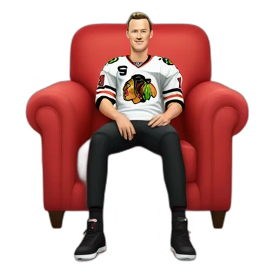 Jonathan Toews sitting on rainbow sofa sticker