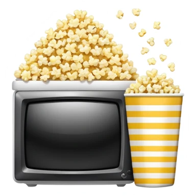 Popcorn in a striped cup and TV  sticker