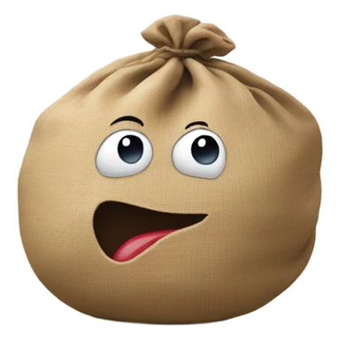 Emoji sucking up a sack sticker
