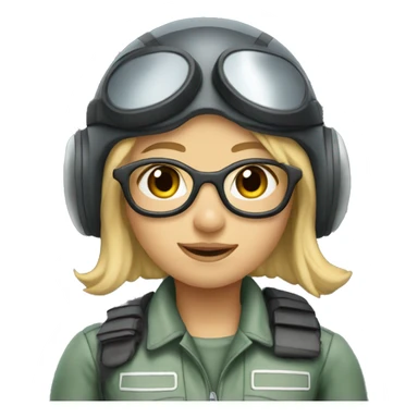 girl with blonde hair wearing a pilot helmet and gogles sticker