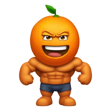 Very muscular orange fruit man sticker