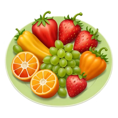four sections of a plate with different fruits and vegetables sticker