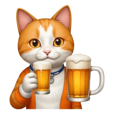 A cat drinking a beer  sticker
