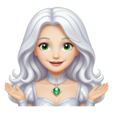 The Good Witch from Oz with long white hair, white sequin outfit sticker