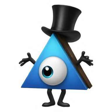 Triangle with an eye and arms and legs with a top hat sticker