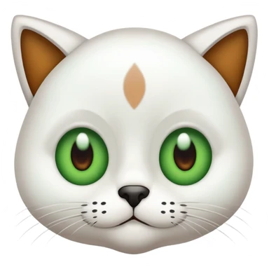 Una gata blanca con ojos verdes y una mancha marron en la cara sticker