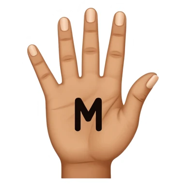 Create hand gesture with three fingers shaped downward in the shape of a letter M sticker