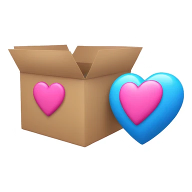 blue and pink heart with a box on it sticker
