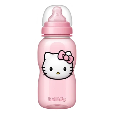baby bottle soft pink hello kitty design sticker