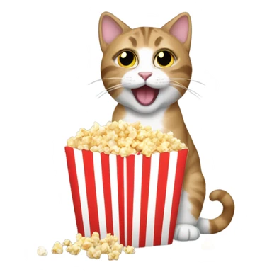 Cat eating popcorn named Thurman sticker