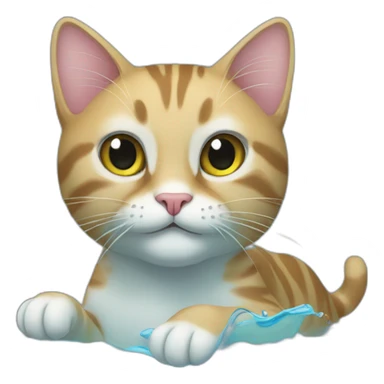 Cat that is swimming sticker