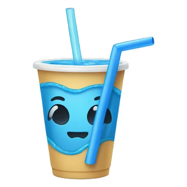 blue water cup with straw sticker
