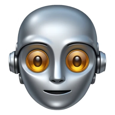 friendly robot face, simple, cheerful AI emoji sticker