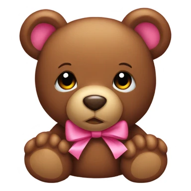 brown teddy bear with pink bow sticker