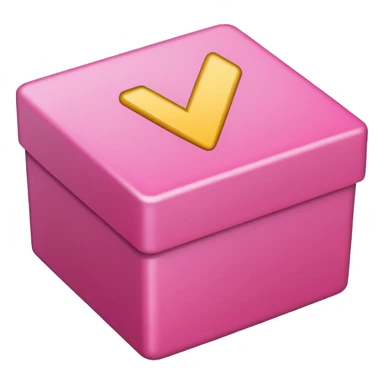 Design a Check Mark Box emoji (✅) that is pink and has a circul sticker