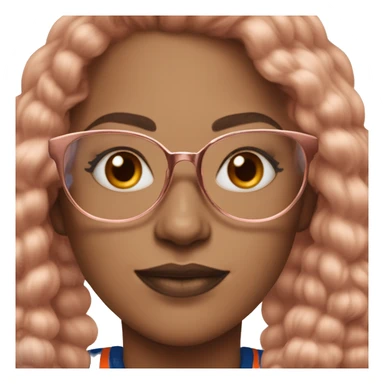 Women with rose gold color of eyeglasses wearing a oilers jersey  sticker