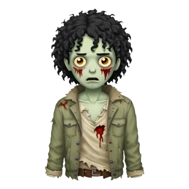 Zumbi com cabelo cacheado preto  sticker