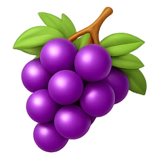 Shrink the grapes emoji further to a much smaller size, keeping the background transparent, in a style consistent with the original emoji look. sticker