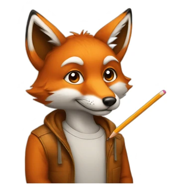 artist fox with a pencil sticker