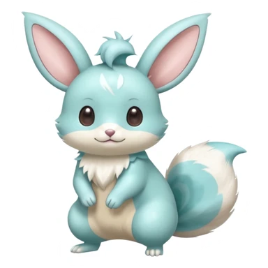 Kawaii Shiny Colorful Pastel Minty Green-Blue Minccino-Furret-Emolga-Eevee-fusion Full Body sticker