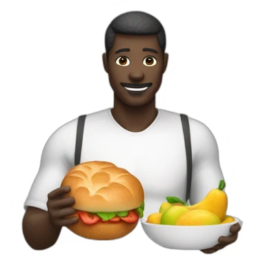 Homme noir qui mange une pastèque dans seau blanc sticker