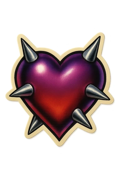 gothic heart with silver spikes sticker