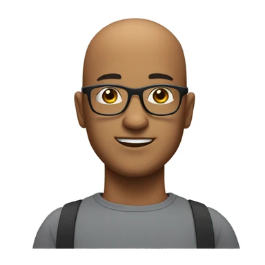 Bald man with square glasses and half-smiling expression sticker