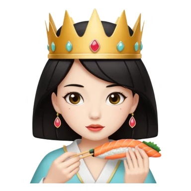 czarnowłosa ksieżniczka je sushi sticker