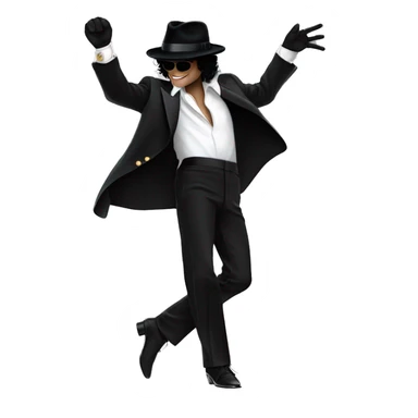 “Michael Jackson in a black suit, white glove, and fedora, striking a dance pose.” sticker
