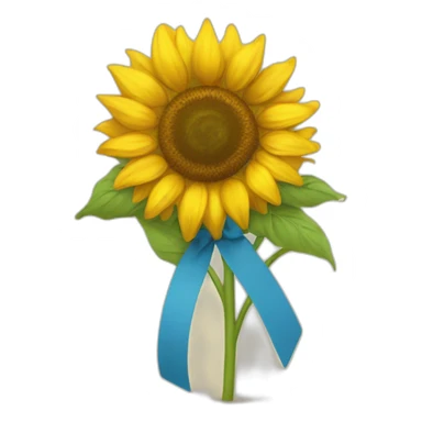 sunflower flowers tied with a yellow-blue ribbon sticker
