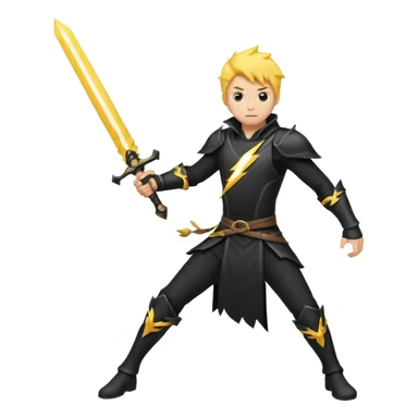 Silhouette holding sword, lightning striking sword, dramatic pose, cartoon emoji, no background


 sticker