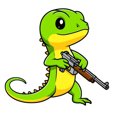 lizard holding a gun sticker