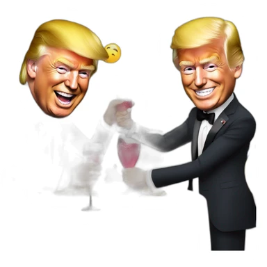 trump and macron partying sticker