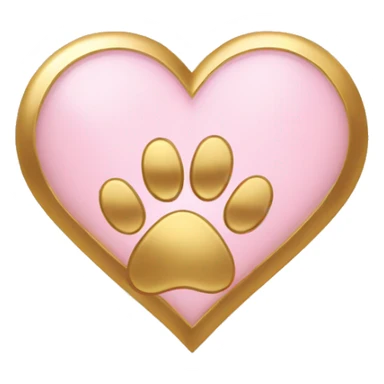 Gold heart with light pink paw print  sticker