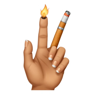 A hand holding a cigarette  sticker
