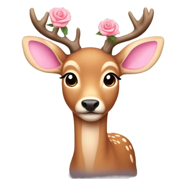 light brown deer with rose/light pink bow on its ear  sticker