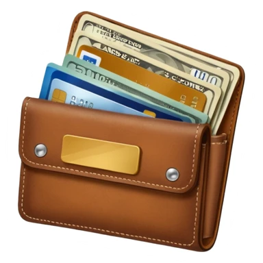 portefeuille marron avec pleins de billet et carte bancaire sticker