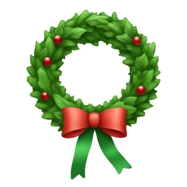 Green Christmas wreath with red bow sticker