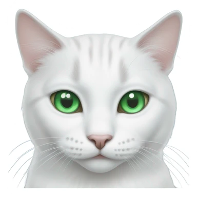 White cat with a green eye and a blue eye sticker