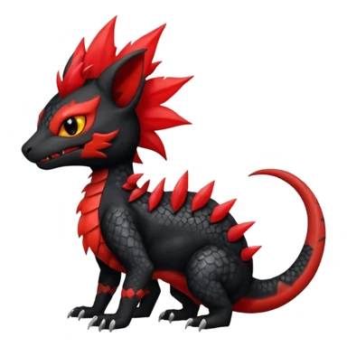 Shiny cool badass Fiery gothic evil black and red salandit-Liten-torracat with a red Mohawk  sticker